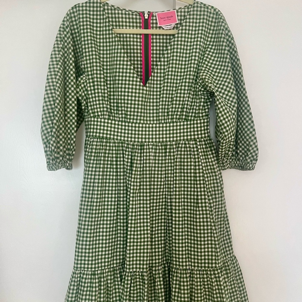 Kate Spade cotton sundress green gingham size 4